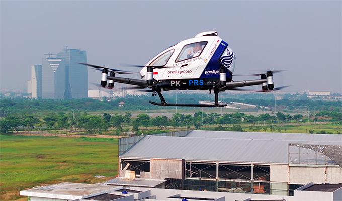EHang's EH216-S successfully completed its first pilotless human-carrying flights in Indonesia.