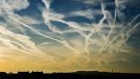 View of sky with contrails